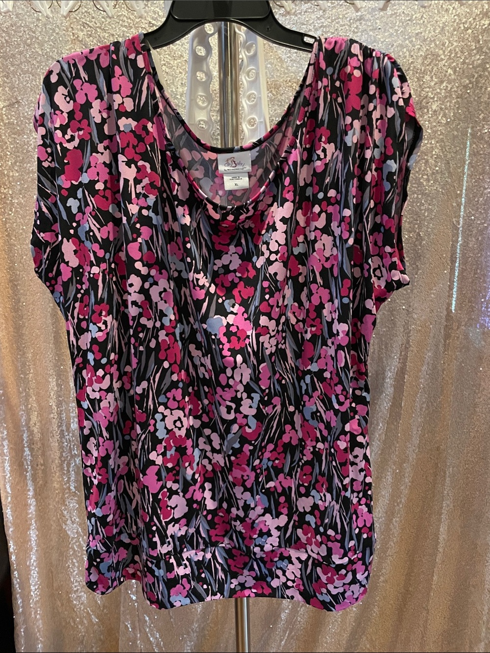 Oh Baby by Motherhood Black Floral Scoop Neck Maternity Top